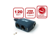 Разветвитель прикуривателя AVS CS 311U 12/24 (на 3 гнезда + USB)
