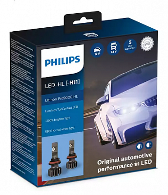 Светодиодные лампы H11 Philips Ultinon Pro9000 +250% 5800K (11362U90CWX2)