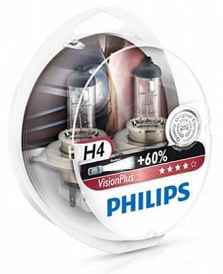 Автолампы H4 Philips VisionPlus +60% (12342VPS2)