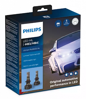 Светодиодные лампы HB3/HB4 Philips Ultinon Pro9000 +250% 5800K (11005U90CWX2)