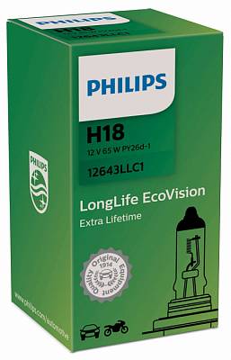 Автолампы H18 Philips LongLife EcoVision 3100K (12643LLC1)