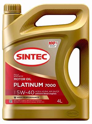 Моторное масло Sintec Platinum 5W-40 SN/CF ACEA A3/B4 (4 л.)