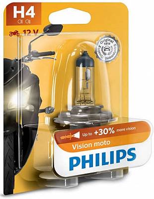 Мотолампа H4 Philips Vision Moto +30% (12342PRBW)