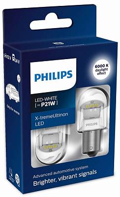 Светодиодные автолампы P21W Philips X-tremeUltinon LED gen2 White 6000K  (11498XUWX2)