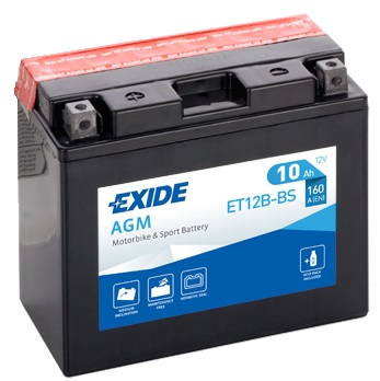 Мотоаккумулятор YT12B-BS Exide AGM - 10 А/ч 160 А (ET12B-BS) [+ -]