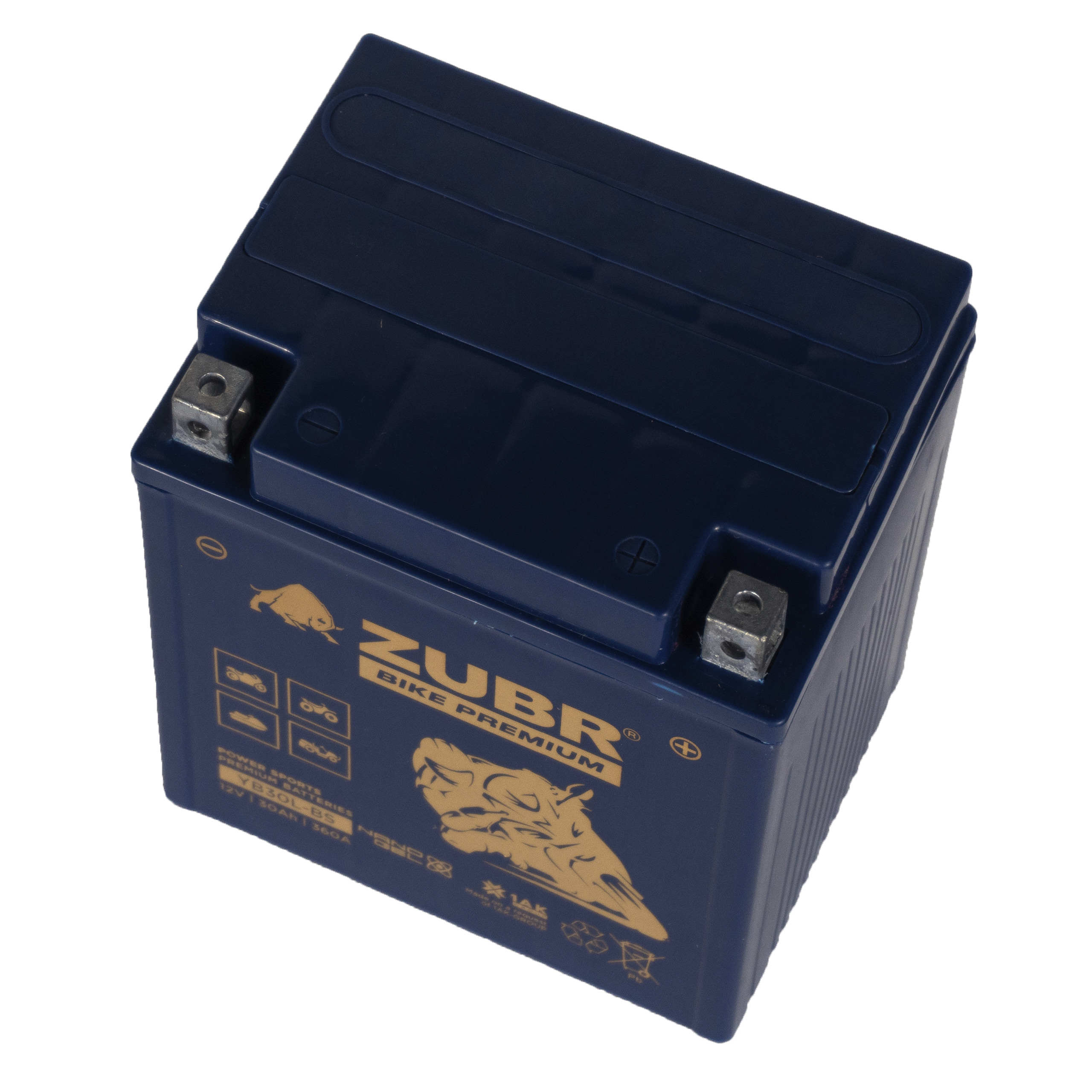 Мотоаккумулятор Zubr Bike Premium Nano Gel - 30 А/ч 360 А (YB30L-BS) [-+]