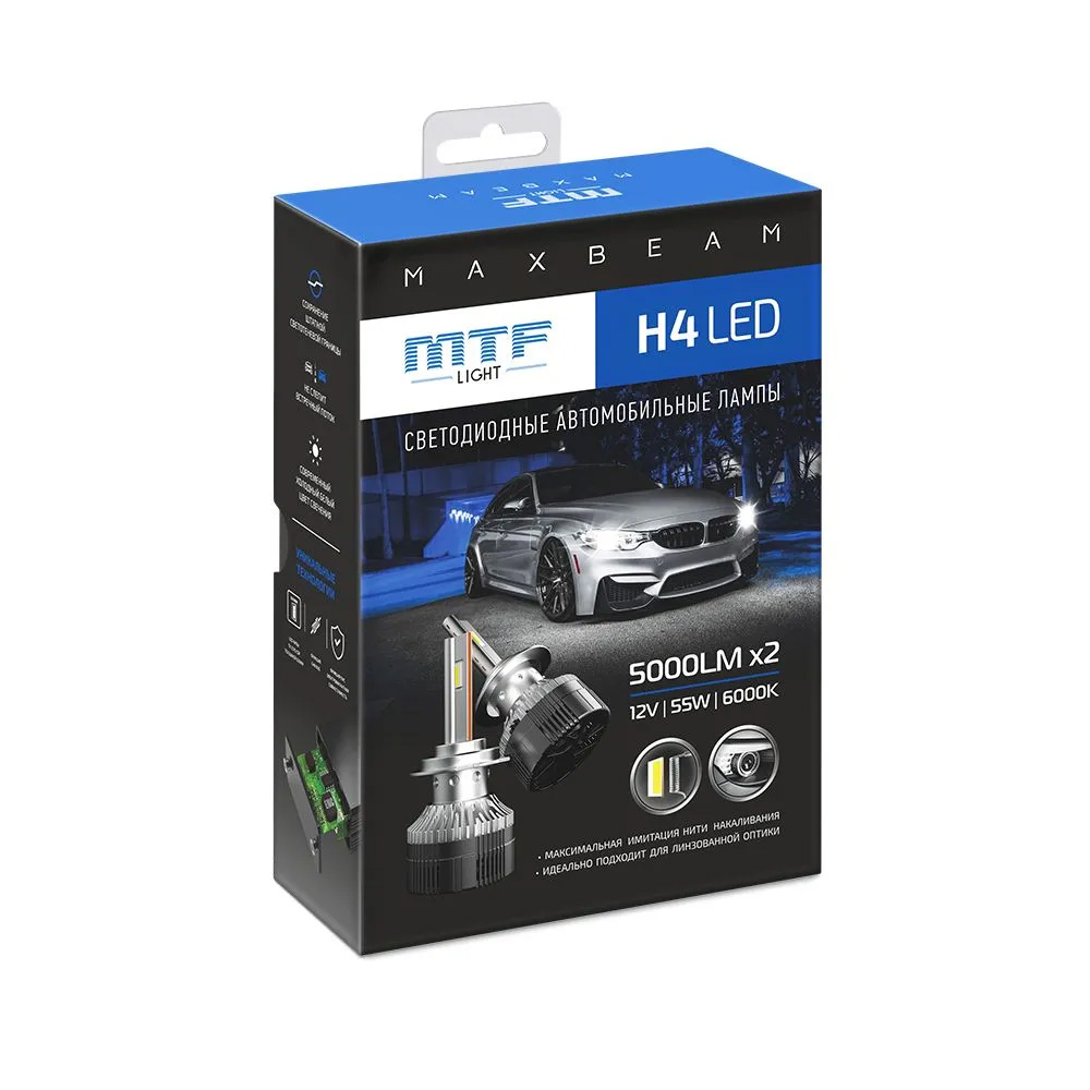 Светодиодные лампы H4 MTF MaxBeam 6000K  LED 5000lm (MB04K6)