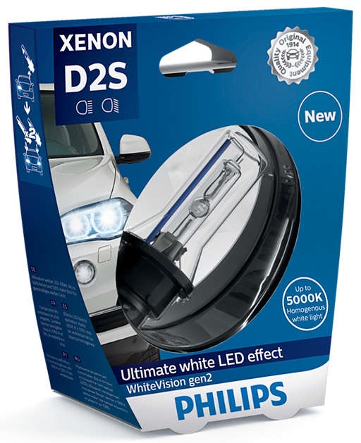Ксеноновая лампа D2S Philips Xenon White Vision gen.2 5000K (85122WHV2S1)