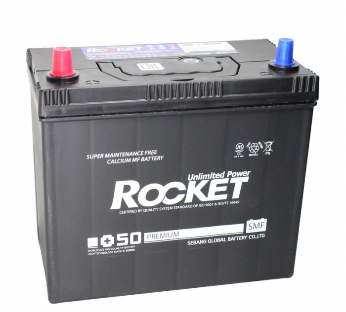 Аккумулятор автомобильный Rocket Asia Premium SMF 75B24R - 55 А/ч  [+-]