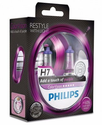 Автолампы H7 Philips ColorVision +60% Purple (12972CVPPS2)