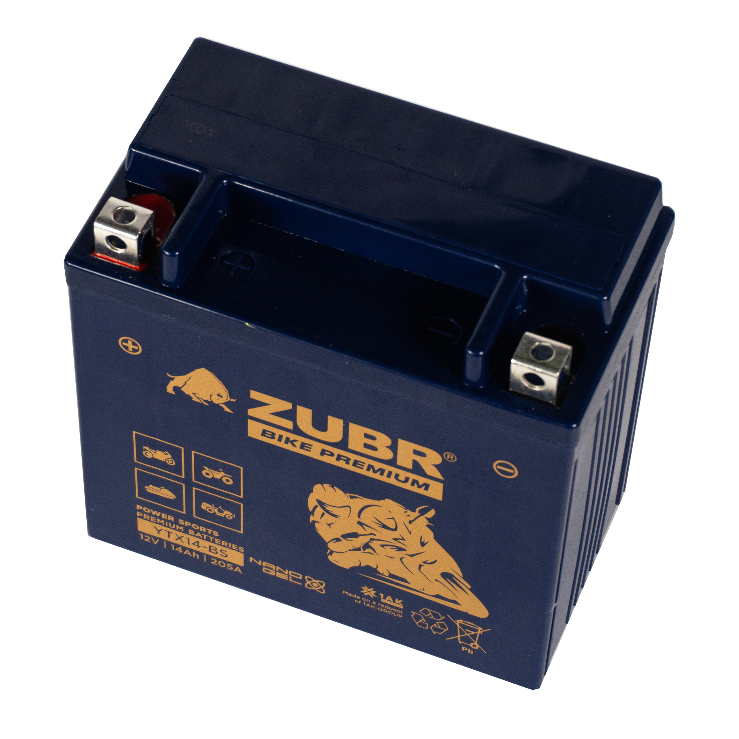 Мотоаккумулятор Zubr Bike Premium Nano Gel - 14 А/ч 205 А (YTX14-BS) [+-]