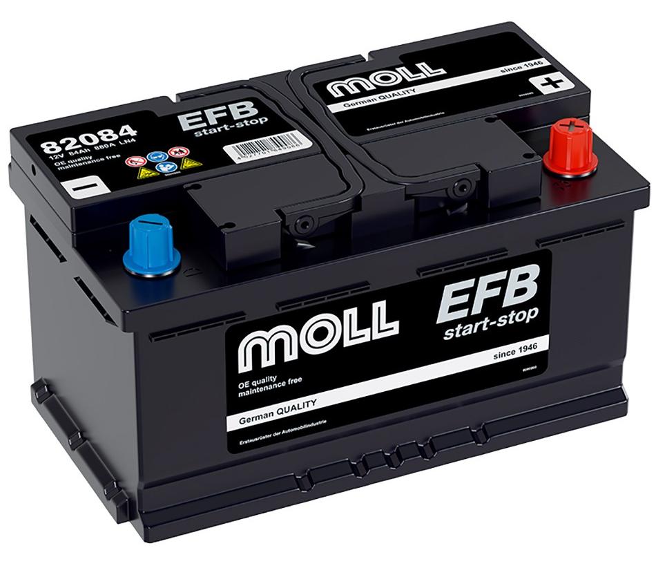 Аккумулятор Start-Stop автомобильный Moll EFB - 84 А/ч [-+]