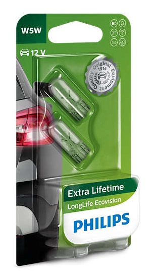 Автолампы W5W Philips Long Life Eco Vision (12961LLECOB2)