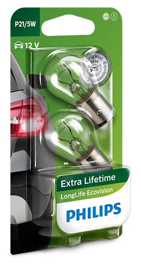 Автолампы P21/5W Philips Long Life Eco Vision (12499LLECOB2)