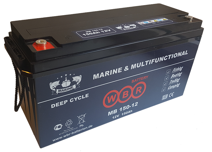 Аккумулятор WBR Marine MB 150-12 AGM - 150 А/ч - тяговый (для лодочных электромоторов)