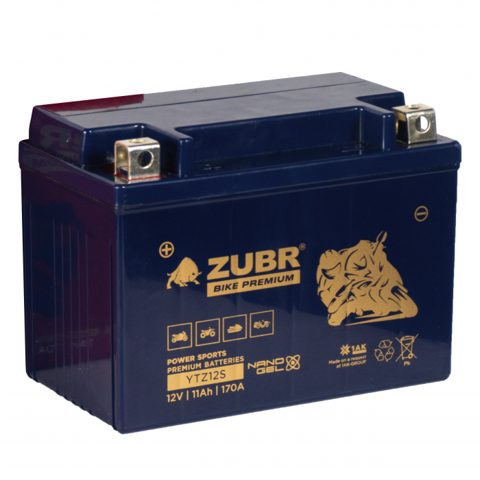 Мотоаккумулятор Zubr Bike Premium Nano Gel - 11 А/ч 170 А (YTZ12S) TTZ12S-BS [+-]