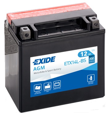 Мотоаккумулятор YTX14L-BS Exide AGM - 12 А/ч 200 А (ETX14L-BS) [- +]