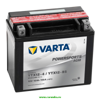 Мотоаккумулятор YTX12-BS Varta AGM Powersports - 10 А/ч (510 012 009) [+ -]