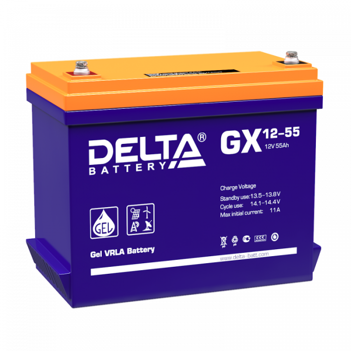 Аккумулятор Delta GX GEL - 55 А/ч (GX 12-55) - тяговый (для лодочных электромоторов)