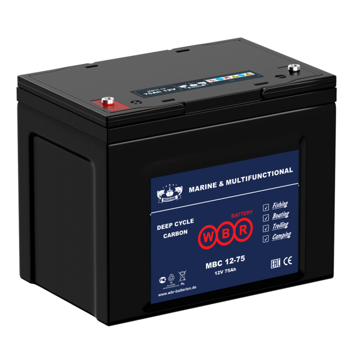 Аккумулятор WBR Marine MBC 12-75 CARBON - 75 А/ч - тяговый (для лодочных электромоторов)