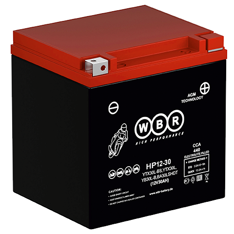 Мотоаккумулятор WBR High Performance AGM - 30 А/ч 440 А (HPS12-30) YTX30L, YB30L-B, YTX30L-BS