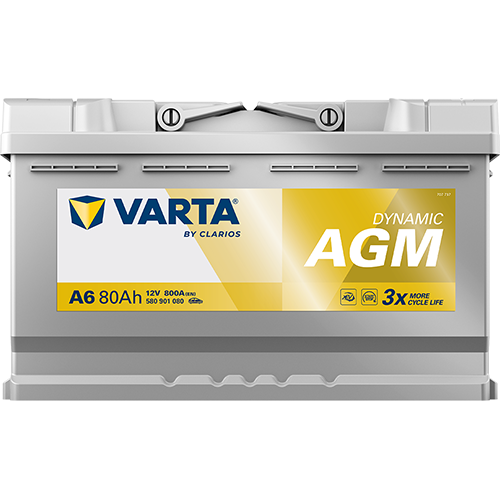 Аккумулятор Start-Stop автомобильный Varta A6 Dynamic AGM - 80 А/ч (580 901 080) [-+]