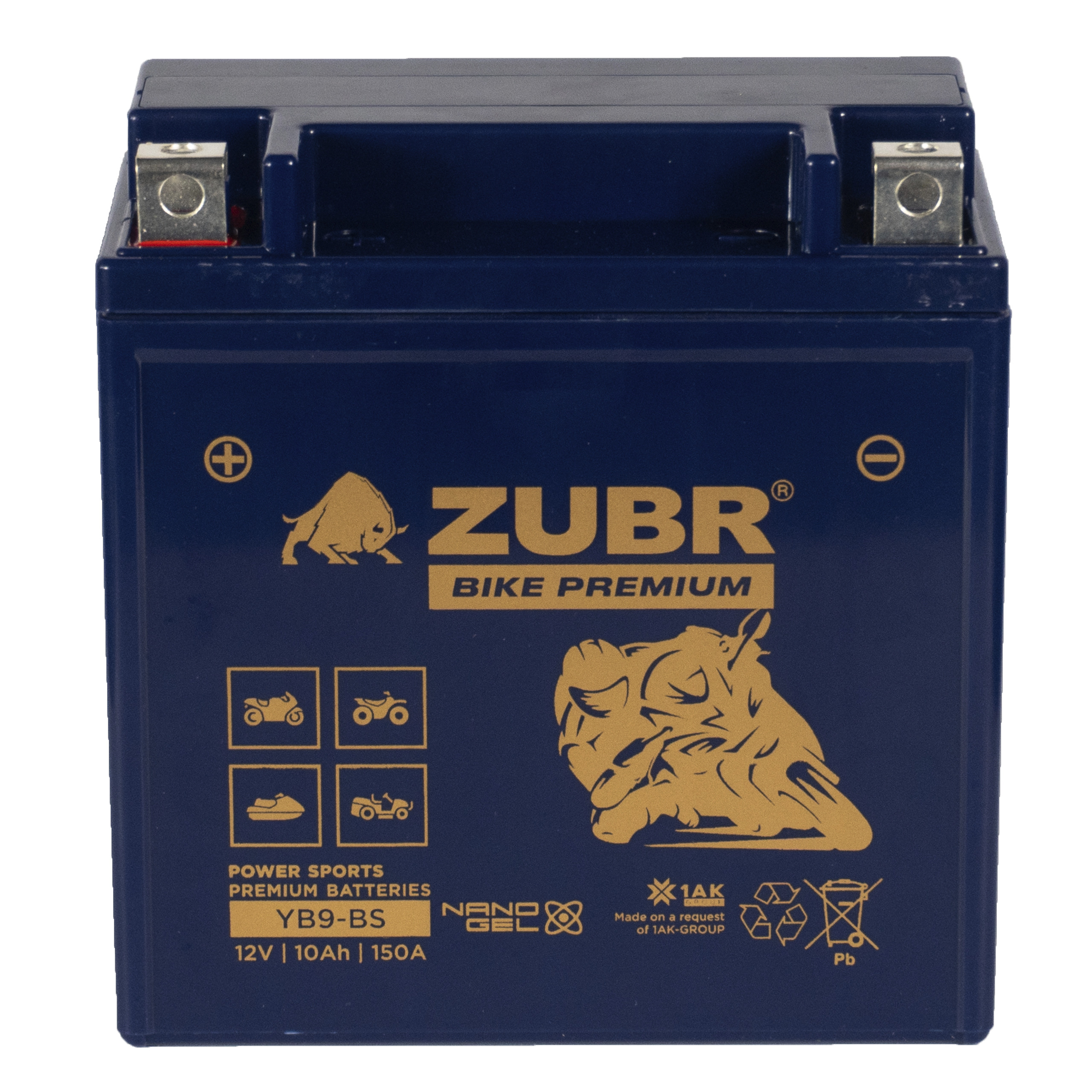 Мотоаккумулятор Zubr Bike Premium Nano Gel - 10 А/ч 150 А (YB9-BS) YB9A-A [+-]