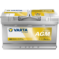 Аккумулятор Start-Stop автомобильный Varta A6 Dynamic AGM - 80 А/ч (580 901 080) [-+]