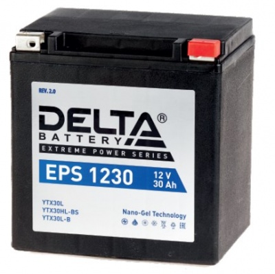 Мотоаккумулятор YTX30HL-BS, YTX30L-B, YTX30L Delta GEL - 30 А/ч 400 А (EPS 1230) [- +]