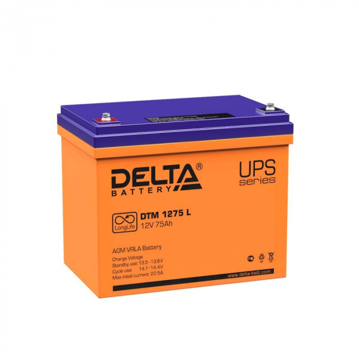 Аккумулятор Delta DTM L AGM - 75 А/ч (DTM 1275 L) UPS серия