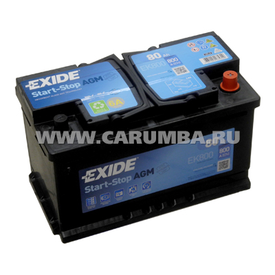 Аккумулятор Start-Stop автомобильный Exide Start-Stop AGM EK800 - 80 А/ч [-+]
