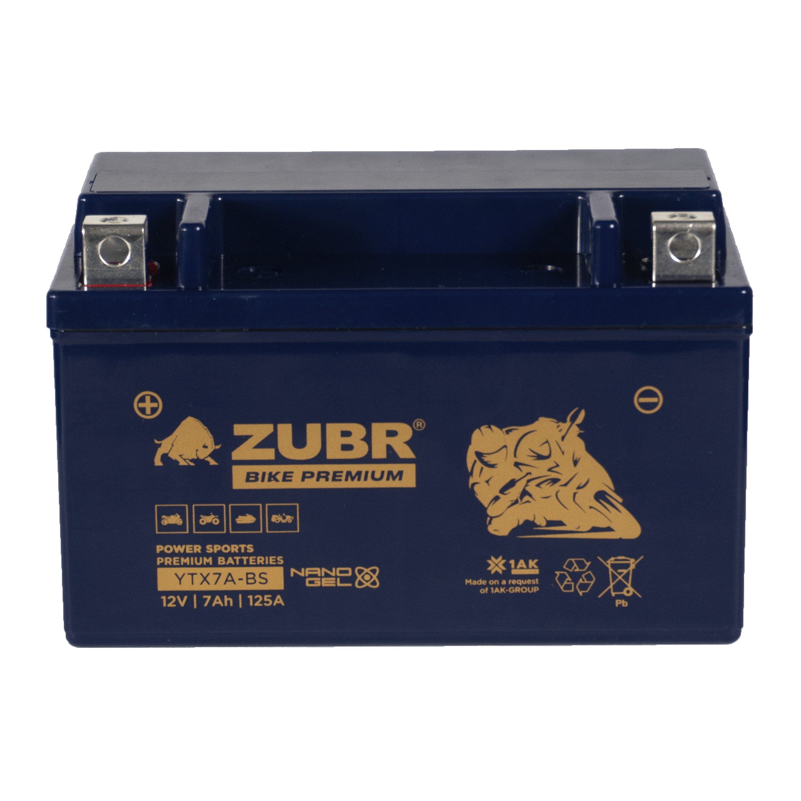 Мотоаккумулятор Zubr Bike Premium Nano Gel - 7 А/ч 125 А (YTX7A-BS) [+-]