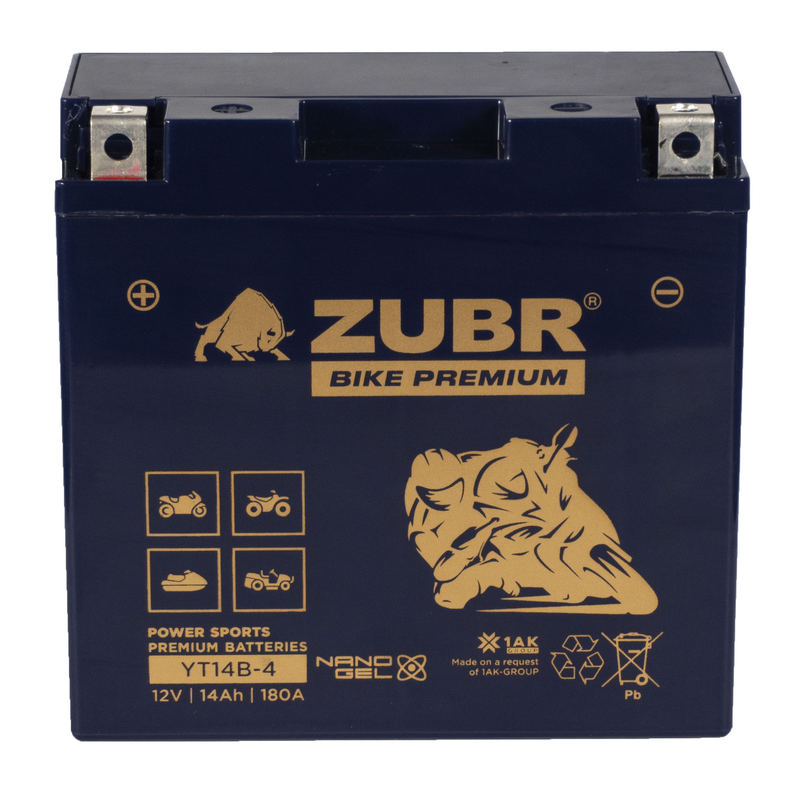 Мотоаккумулятор Zubr Bike Premium Nano Gel - 14 А/ч 180 А (YT14B-4) YT14B-BS [+-]