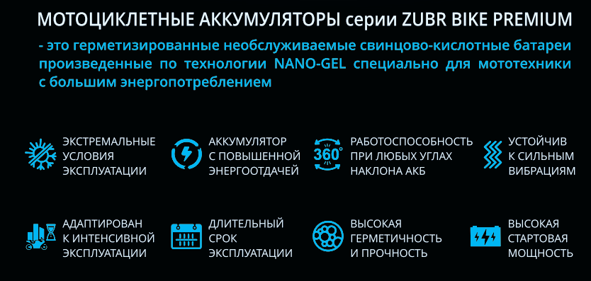 Купить мотоаккумуляторы Zubr Nano Gel