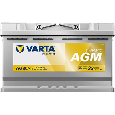 Аккумулятор Start-Stop автомобильный Varta A6 Dynamic AGM - 80 А/ч (580 901 080) [-+]