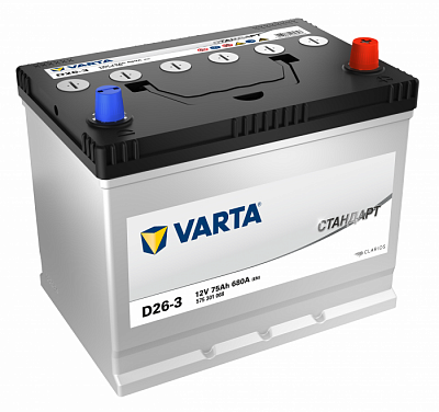 Аккумулятор автомобильный Varta (VST) Стандарт Asia D26-3 - 75 А/ч (575 301 068, D26L) [-+]