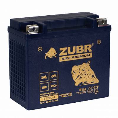 Мотоаккумулятор Zubr Bike Premium Nano Gel - 20 А/ч 310 А (YT20L-4) YTX20L-BS [-+]