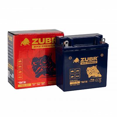 Мотоаккумулятор Zubr Bike Premium Nano Gel - 5 А/ч 80 А (YB5L-BS) [-+]