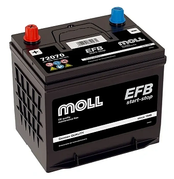 Аккумулятор автомобильный Moll Asia EFB - 70 А/ч Q85 Mazda i-Stop [-+]