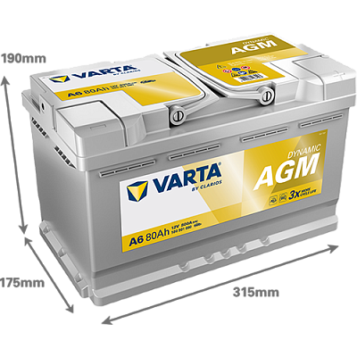 Аккумулятор Start-Stop автомобильный Varta A6 Dynamic AGM - 80 А/ч (580 901 080) [-+]