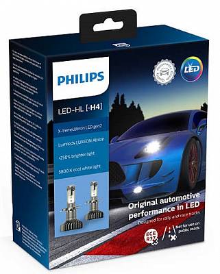 Светодиодные лампы H4 Philips X-Treme Ultinon LED gen2 +250% 5800K (11342XUWX2)