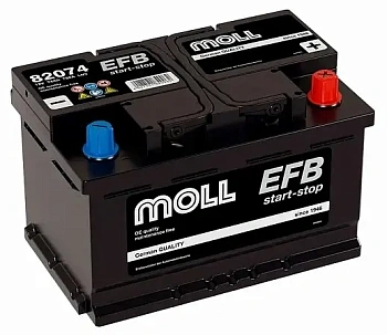 Аккумулятор Start-Stop автомобильный Moll EFB - 74 А/ч [-+]
