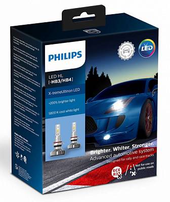 Светодиодные лампы HB3/HB4 Philips X-Treme Ultinon LED +200% 6500K (11005XUWX2)
